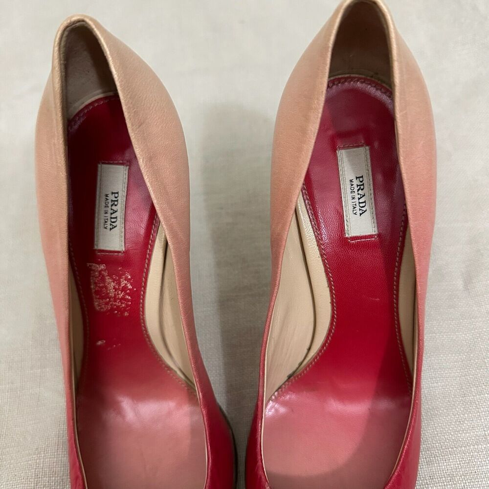 PRADA Capretto Pumps Pink Ombre Leather Pointed Heels Stiletto - Picture 9 of 13